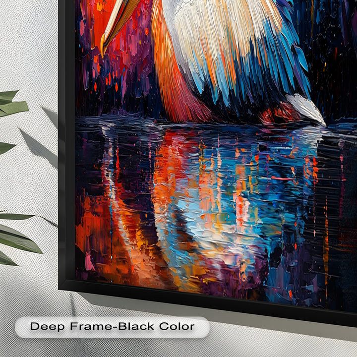 Sunset Pelican on Water – Animal Oil Painting