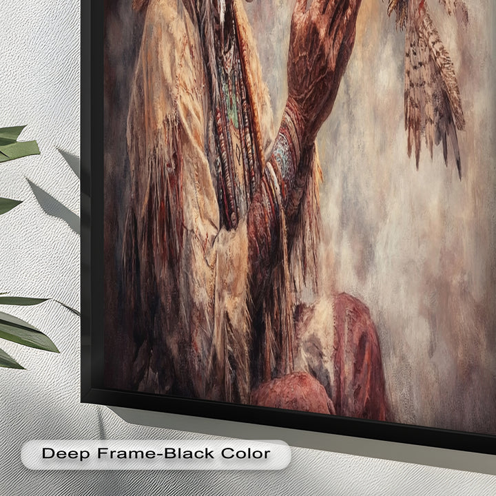Whisper to the Spirit – Native Elder and Falcon Oil Painting