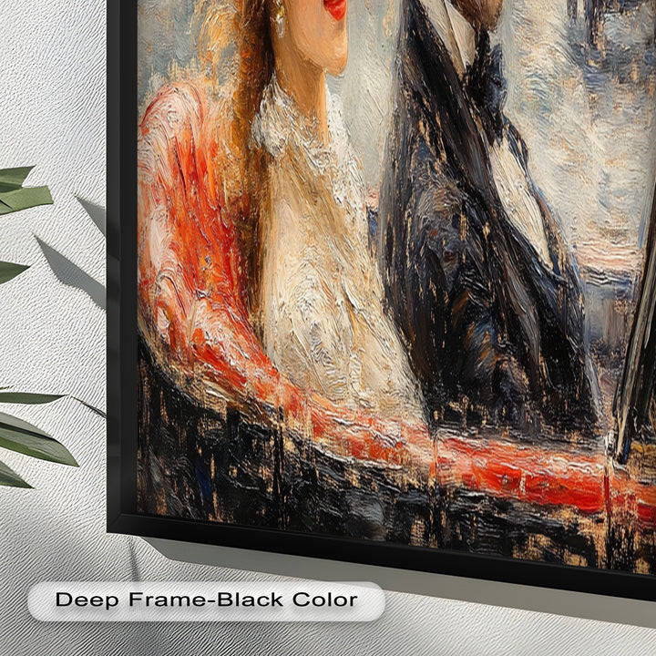 Charming Couple in a Vintage Car – Impressionist Oil Painting