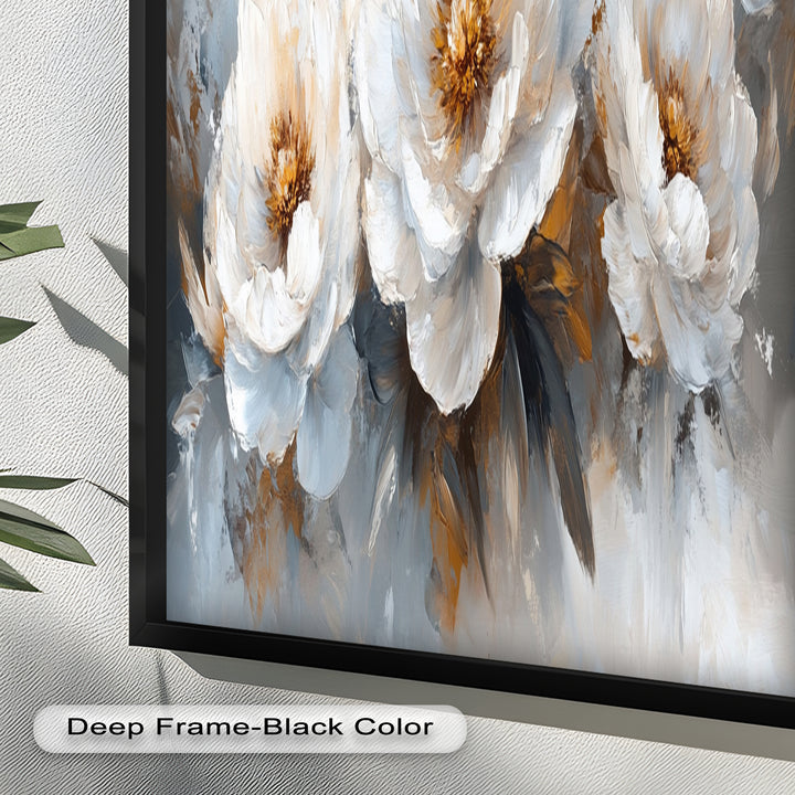 Ivory Garden Symphony – White Peony Bouquet Flower Oil Painting