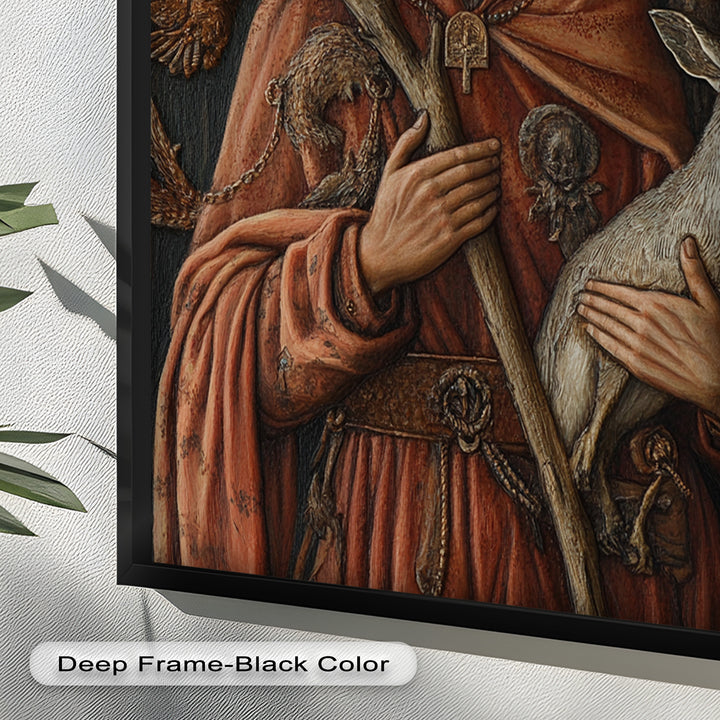 Saint with Deer Wall Art – Religious Oil Painting