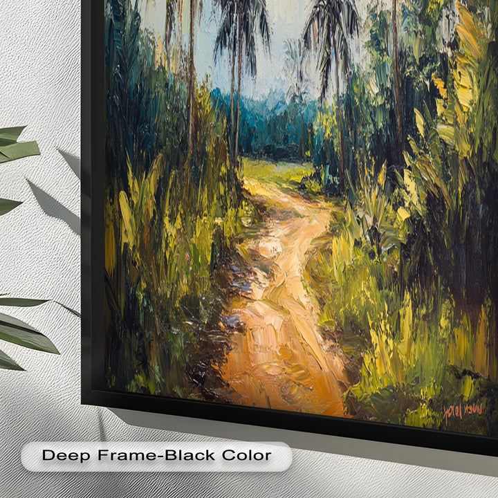 Tropical Pathway with Palm Trees – Impressionist Oil Painting