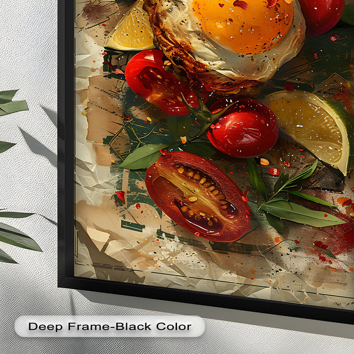 Spiegelei und Brathähnchen mit Kräutern - Food Painting