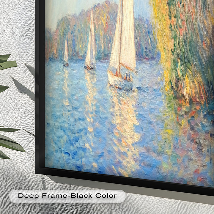 Tranquil Sails at Sunset – Impressionist Boat Scene Oil Painting