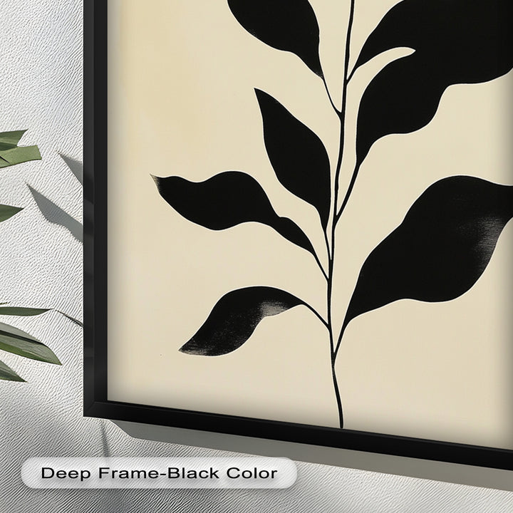 Black Botanical Minimalism – Monochrome Oil Painting