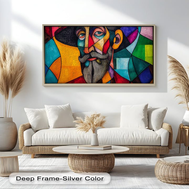 The Thinker’s Mosaic – Abstract Male Portrait Oil Painting