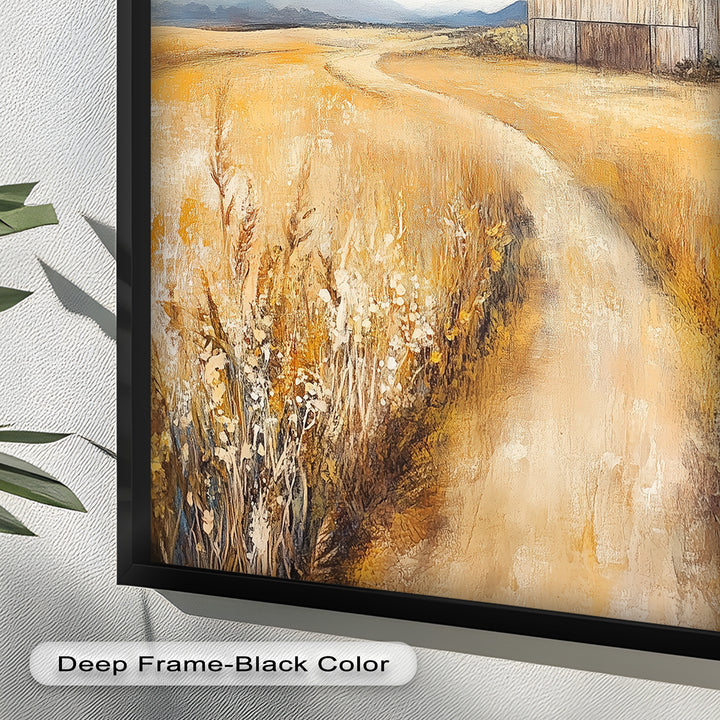 Country Wall Art - Golden Field Barn Landschaftsölgemälde