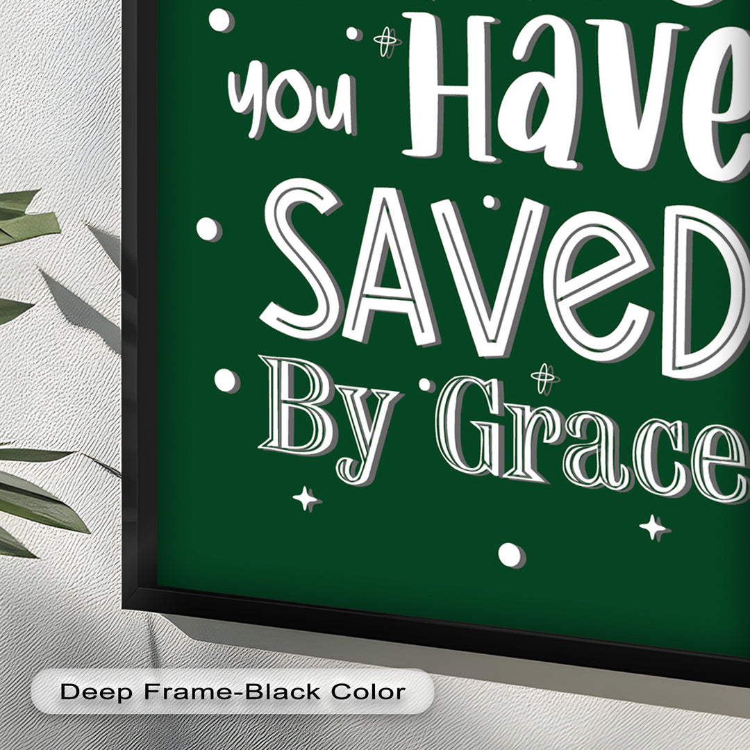 Saved by Grace – Christian Bible Verse Oil Painting