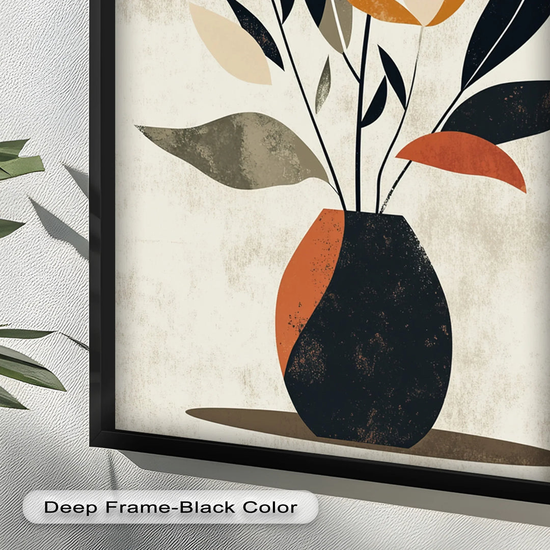Earthy Boho Floral – Modern Abstract Vase Oil Painting - MyPhotoStation