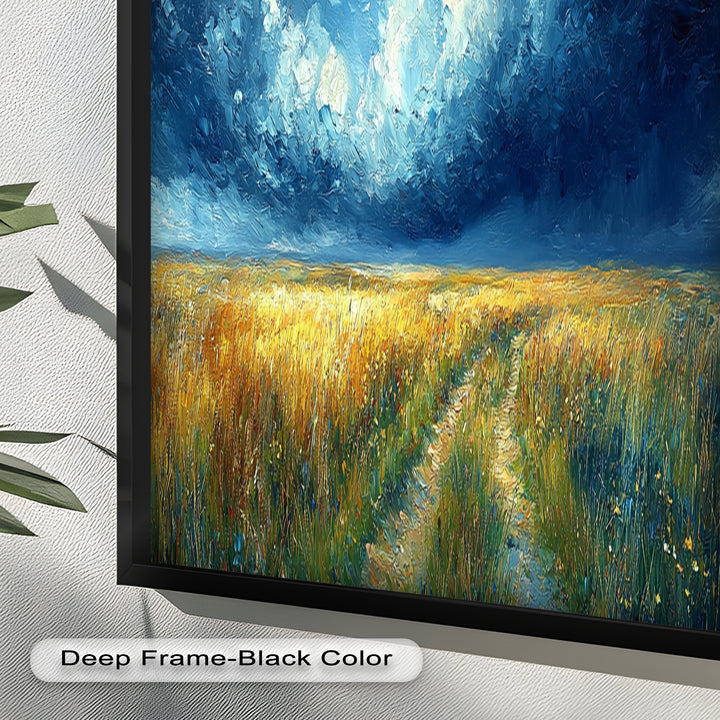 Golden Field Stormy Sky Wandkunst – Romantik Ölgemälde