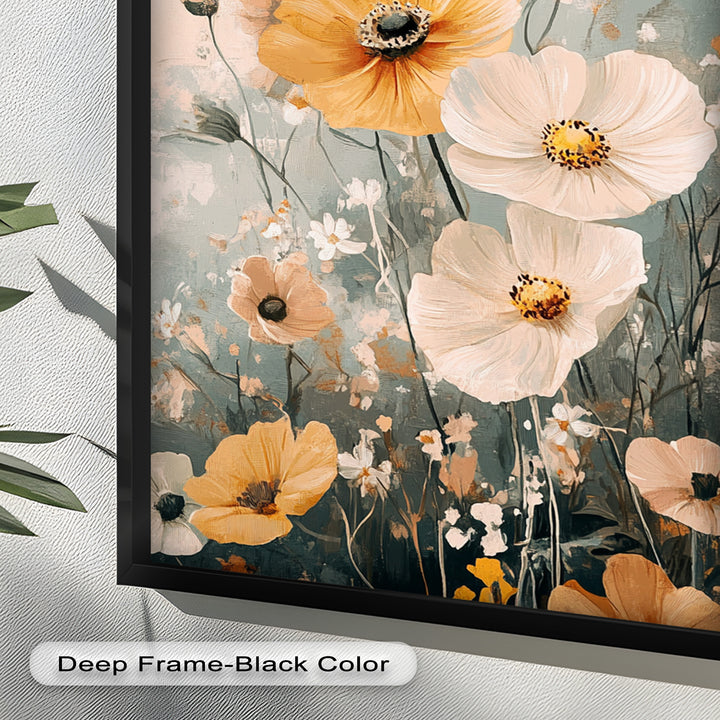 Golden Meadow Bloom - Boho Oil Painting