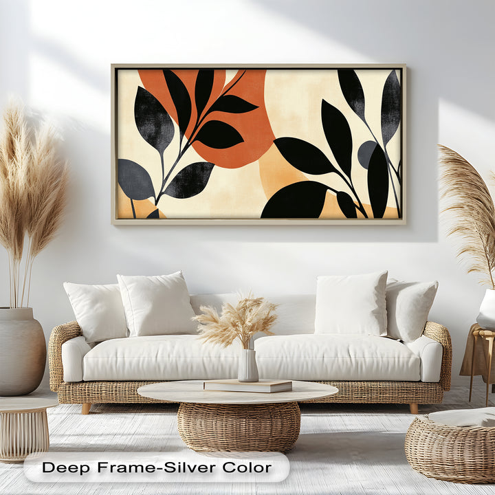 Earth-Tone Botanical Silhouette – Modern Boho Oil Painting