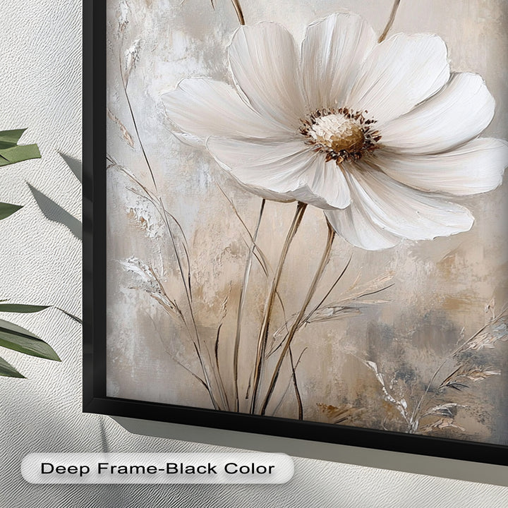 Soft Ivory Blooms – Neutral Flower Oil Painting
