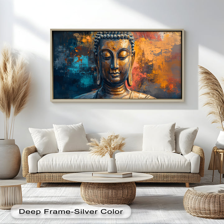 Golden Buddha Wall Art – Colorful Oil Painting