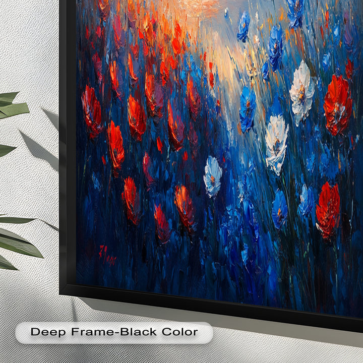 Wildflower Sunset Symphony – Colorful Horizon Flower Oil Painting