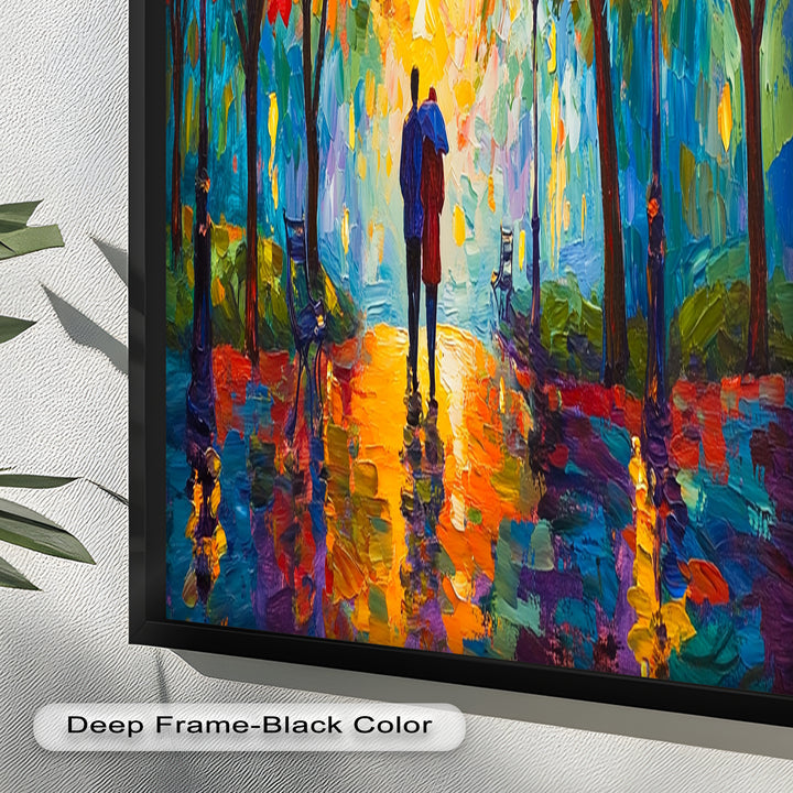 Autumn Radiance – Lovers Under the Colorful Canopy Love Oil Painting