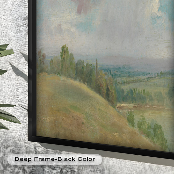 Vintage Landscape Framed Art – Rolling Hills Oil Painting