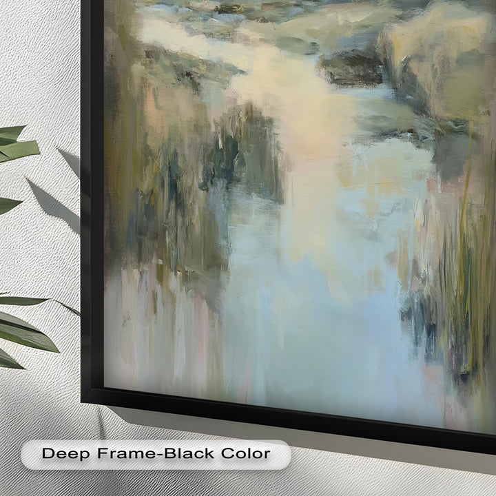 Pastel River Landscape - Framed Oil Painting