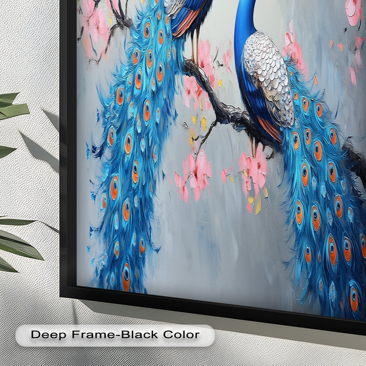 Peacocks Among Cherry Blossoms – Animal Oil Painting