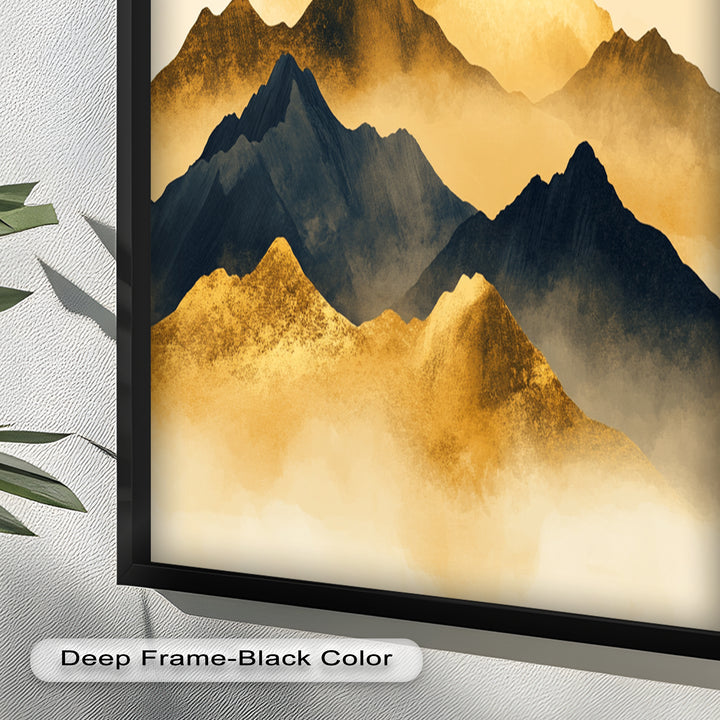 Gold &amp; Black Mountains – Modernes Ölgemälde