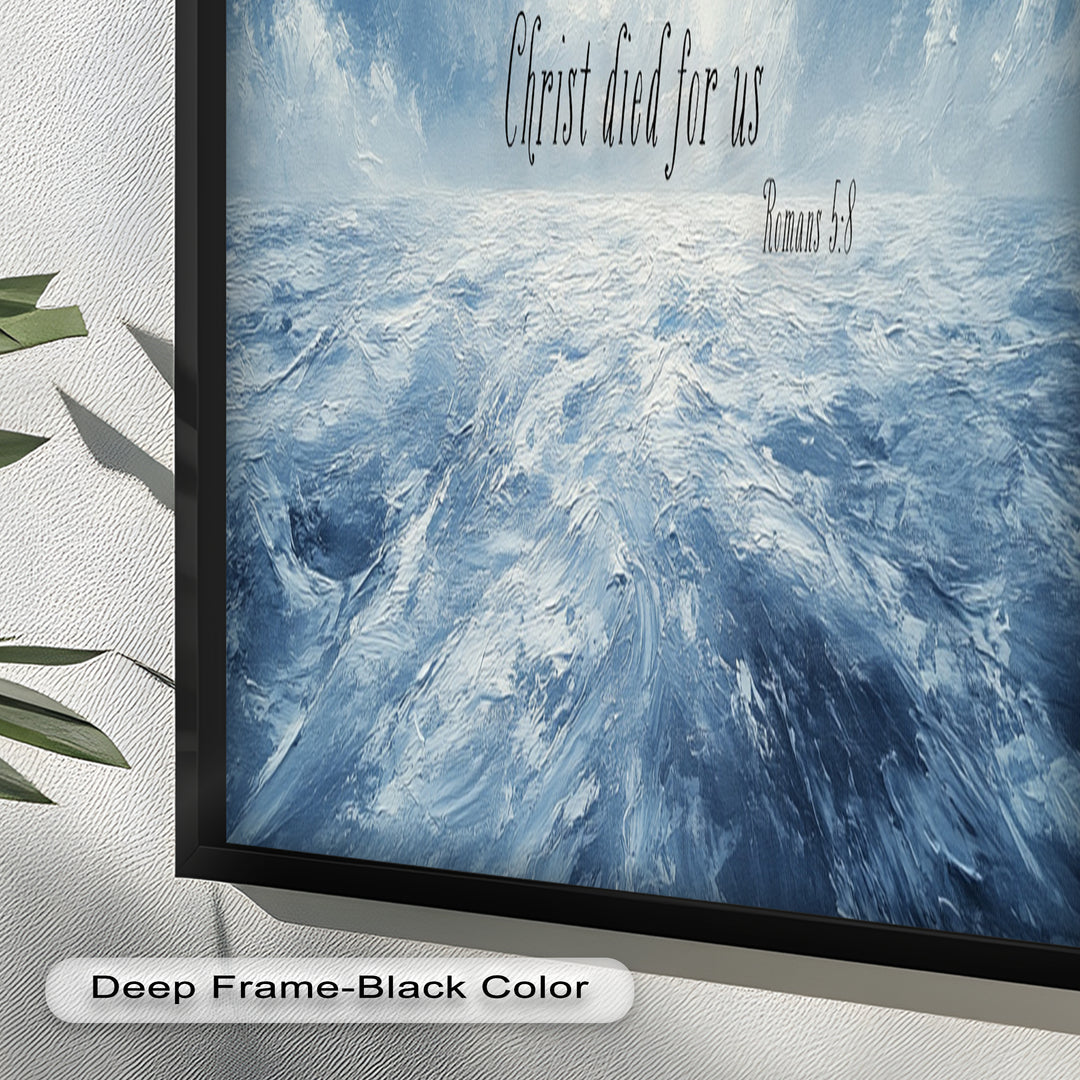 Romans 5:8 – Divine Love Bible Verse Oil Painting