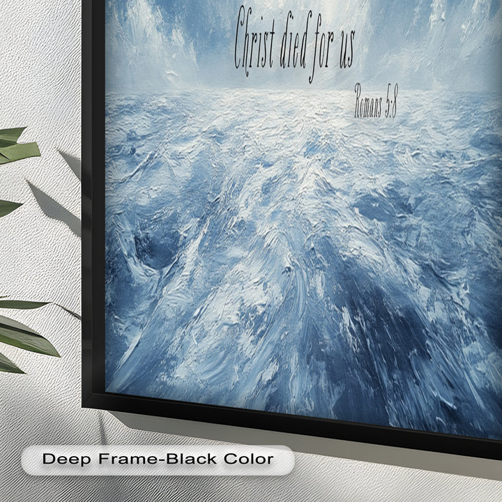 Romans 5:8 – Divine Love Bible Verse Oil Painting
