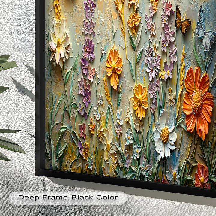 Abstract Floral Butterflies – Modern Oil Painting