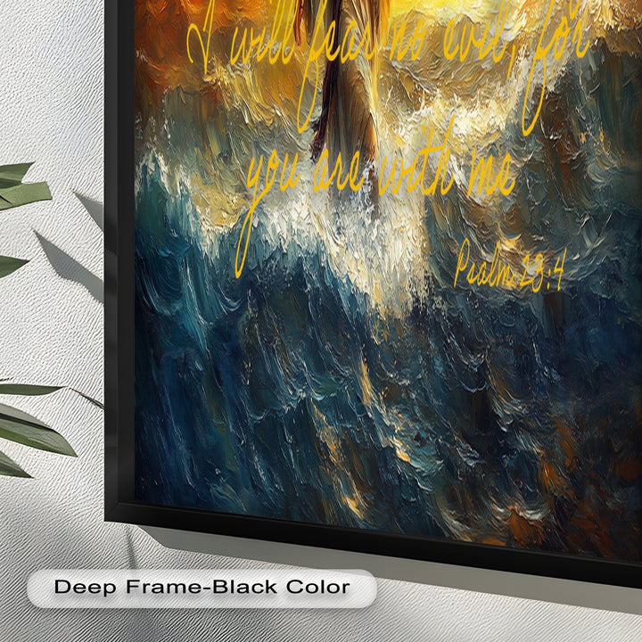 Psalm 23:4 – Fear No Evil Bible Verse Oil Painting
