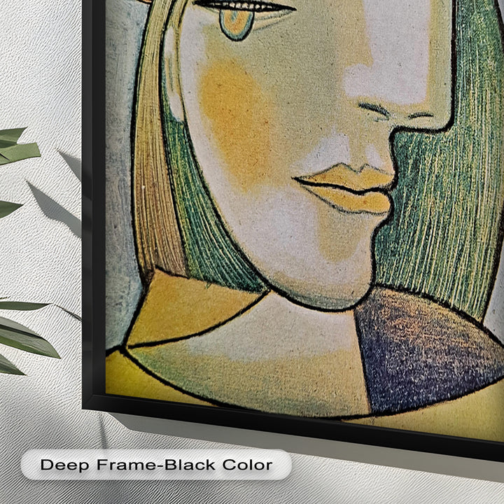 Soft Gaze of Solitude – Abstract Female Portrait Picasso Oil Painting