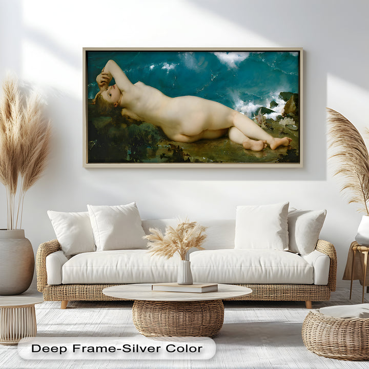 Sirensong Repose – Mythological Nude Beside the Sea Oil Painting