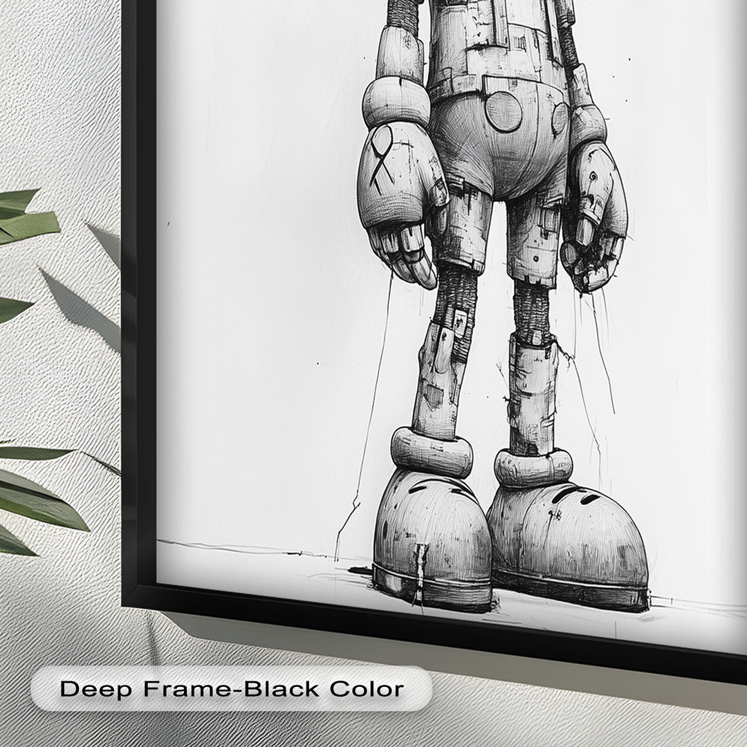Timber Companion – Monochrome KAWS Oil Painting