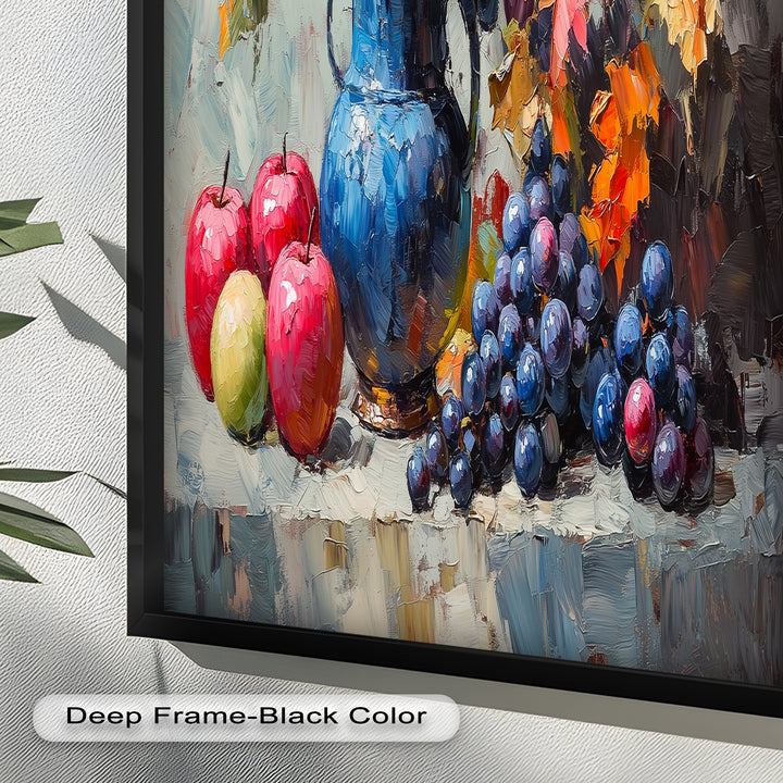 Fall Apple & Floral Still Life – Rustic Autumn Decor Oil Painting