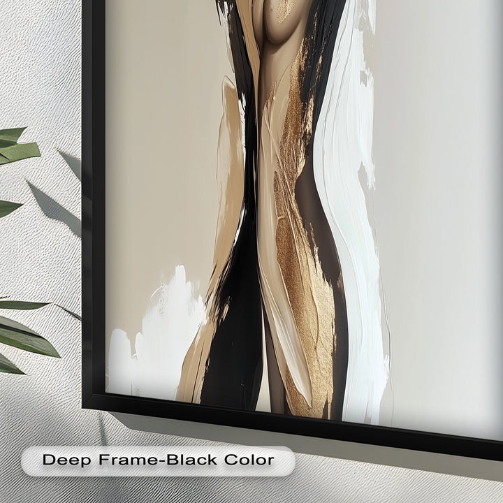 Golden Silence – Abstract Female Figure Oil Painting