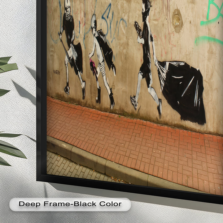 Street Rebellion Run – Urban Youth Banksy Oil Painting