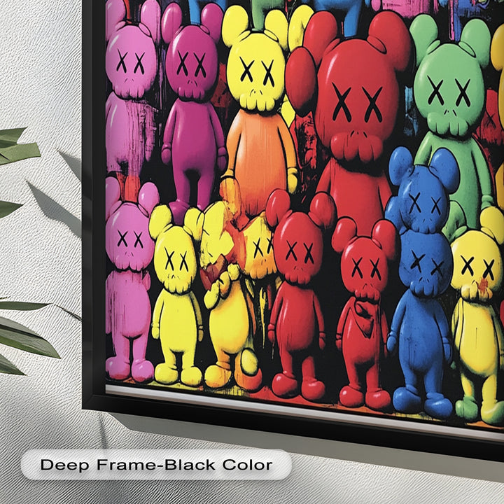 KAWS Rainbow Parade – Mehrfarbiges Pop-Art-Ölgemälde