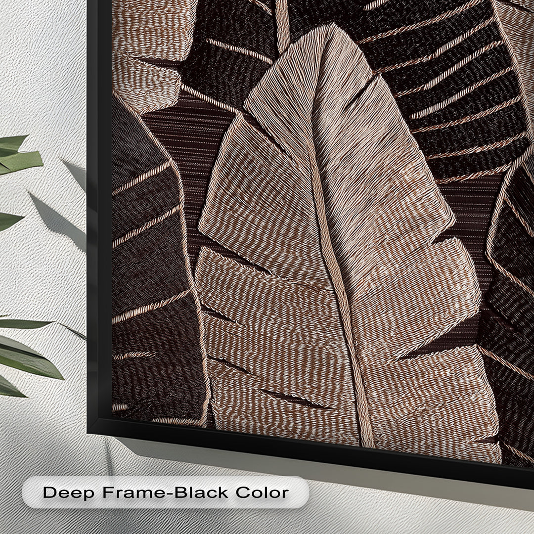 Tactile Tropics – Brown Leaf Composition Flower Oil Painting