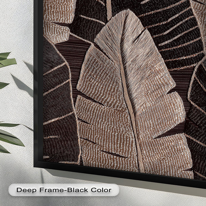 Tactile Tropics – Brown Leaf Composition Flower Oil Painting