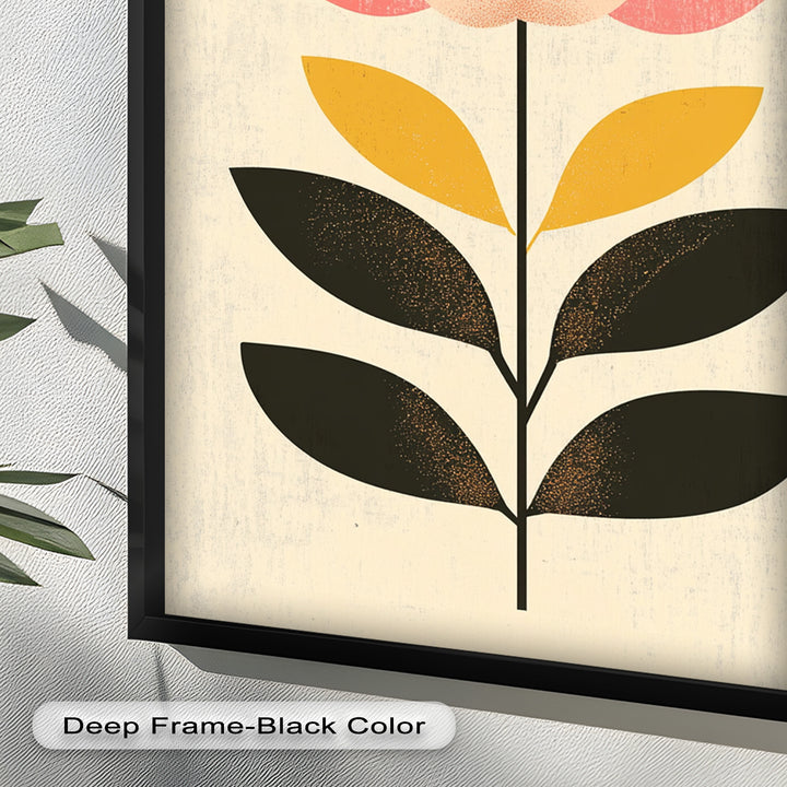 Mid-Century Bloom – Retro Floral Minimalist Wall Art Oil Painting