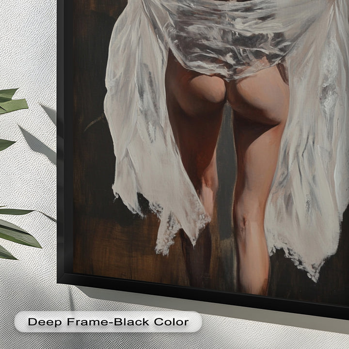 Soft Steps in Lace – Romantic Figurative Nude Oil Painting
