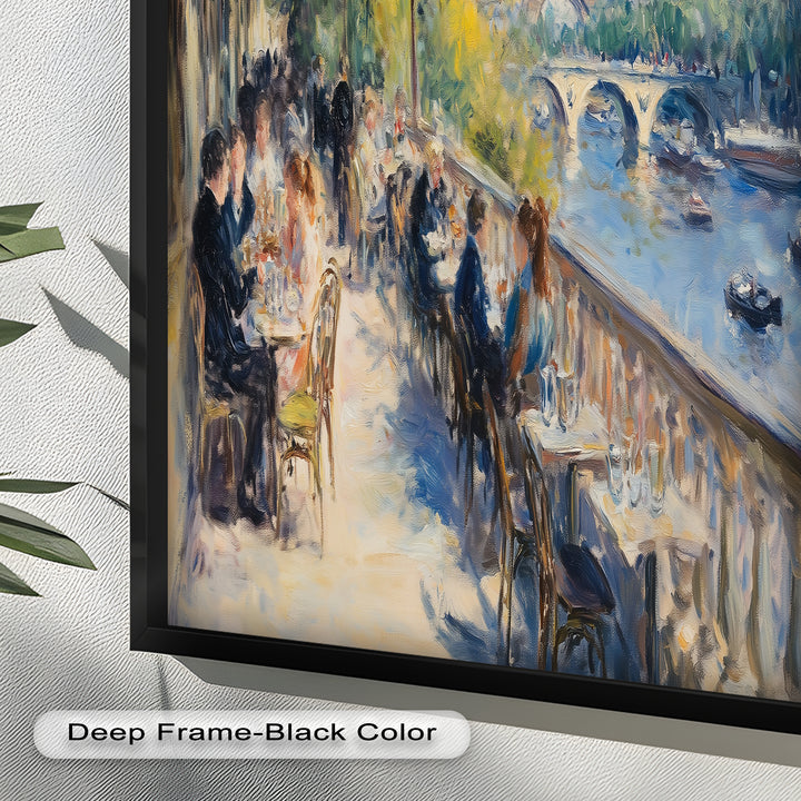 Eiffel Café Serenity – Parisian Terrace with River View Oil Painting