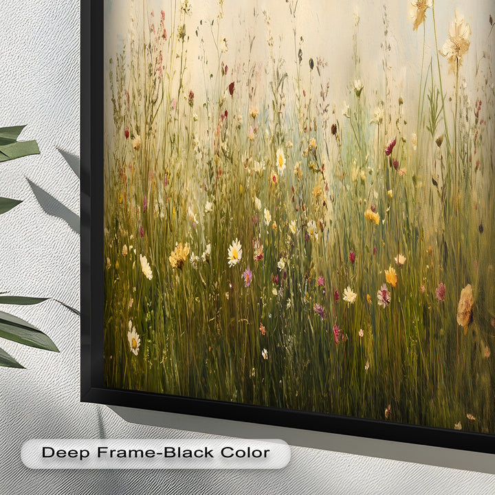 Vintage Meadow with Blooming Flowers – Serene Nature Oil Painting