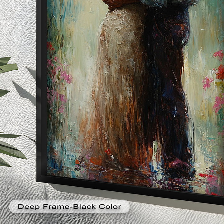 Romantic Couple Surrounded by Blooms - Love Oil Painting