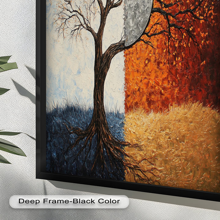 Duality of Seasons – Abstract Tree Oil Painting