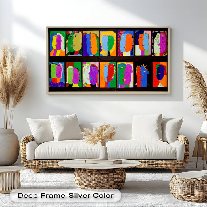 Pop Cubist Faces Wall Art – Abstract Oil Painting