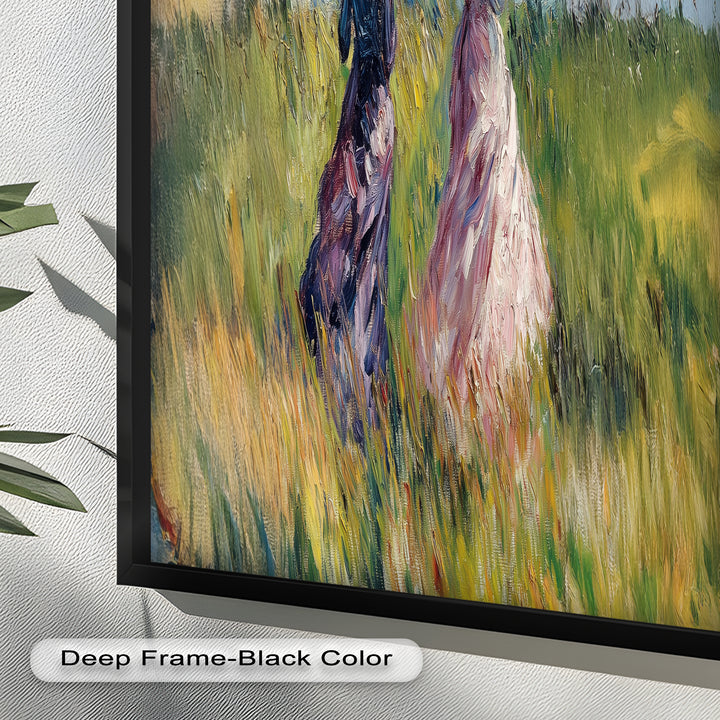 Ladies with Parasols in a Sunlit Meadow – Impressionist Oil Painting