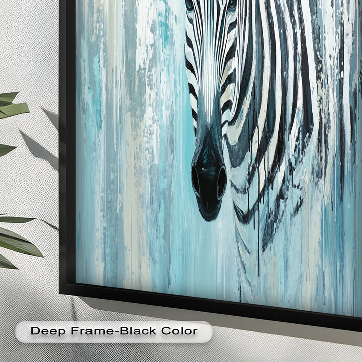 Zebra in Blue Abstract Style - Animal Oil Painting