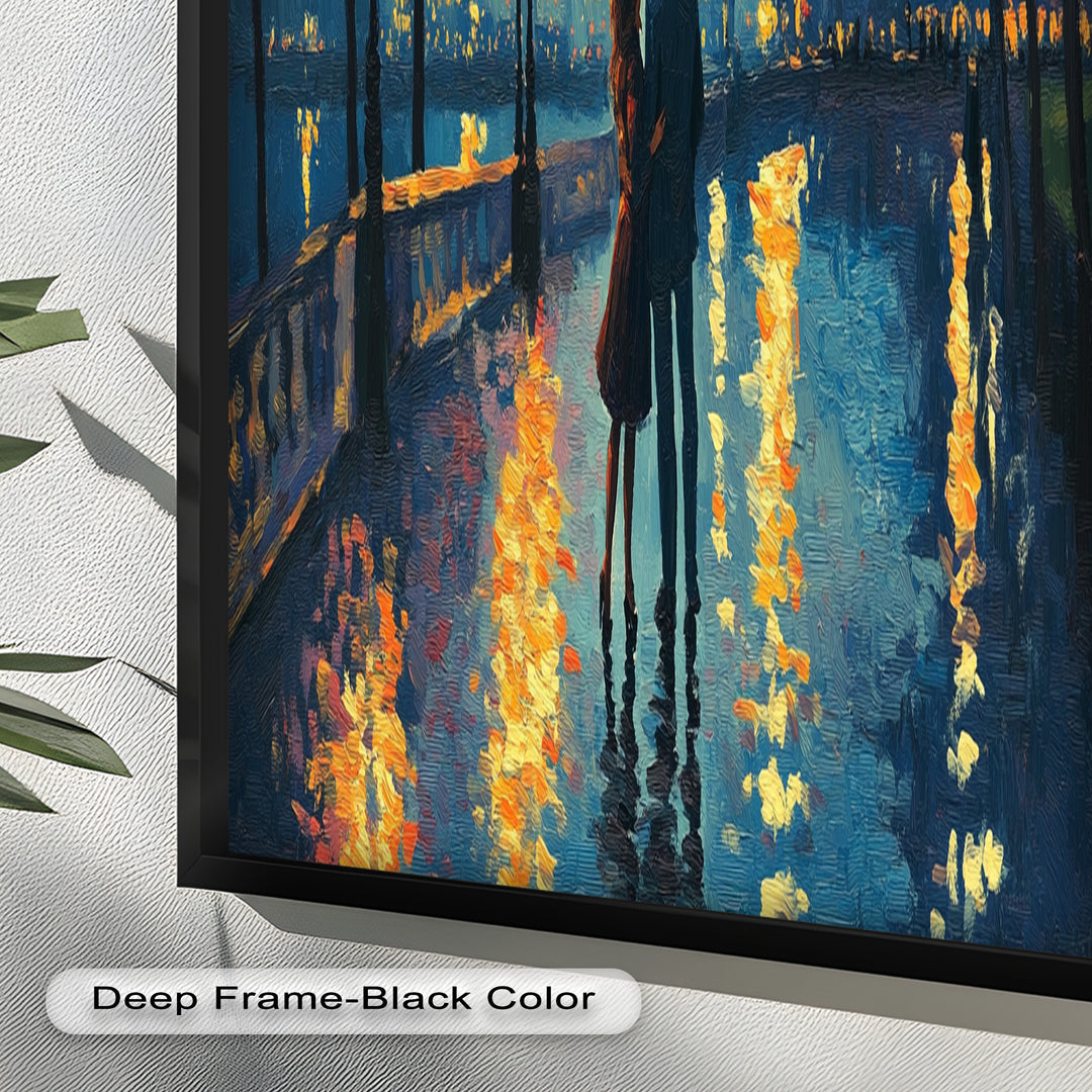 Moonlit Reflections – Eiffel Tower Romance Love Oil Painting