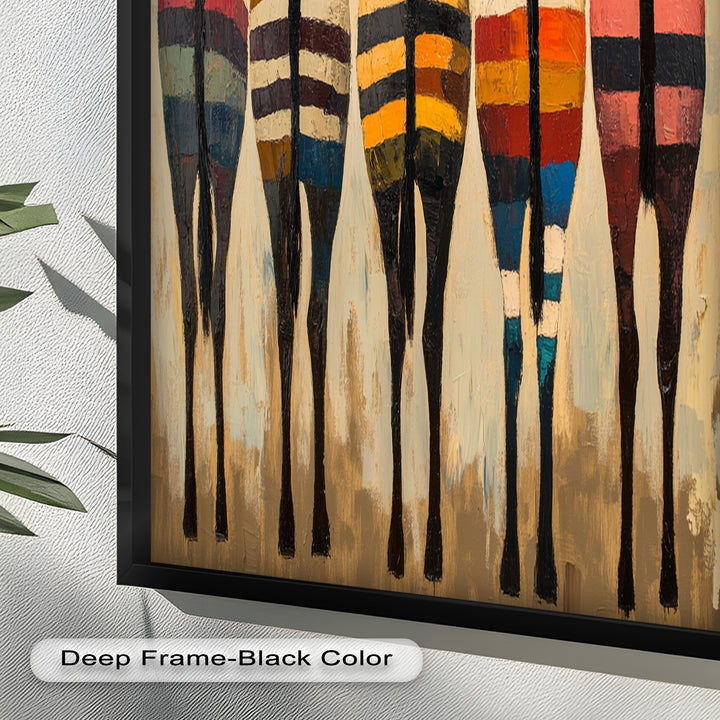 Five Colorful Zebras with Bold Stripes – Animal Oil Painting