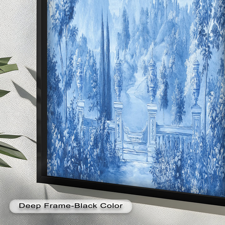 Blue Toned Garden Wall Art – Classical Landscape Oil Painting