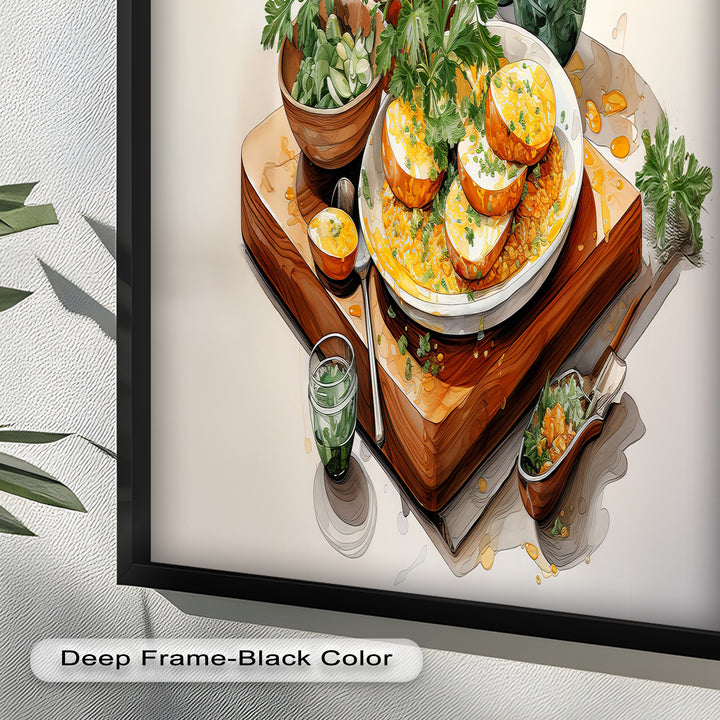 Golden Herb Delight – Rustic Food Still Life Painting